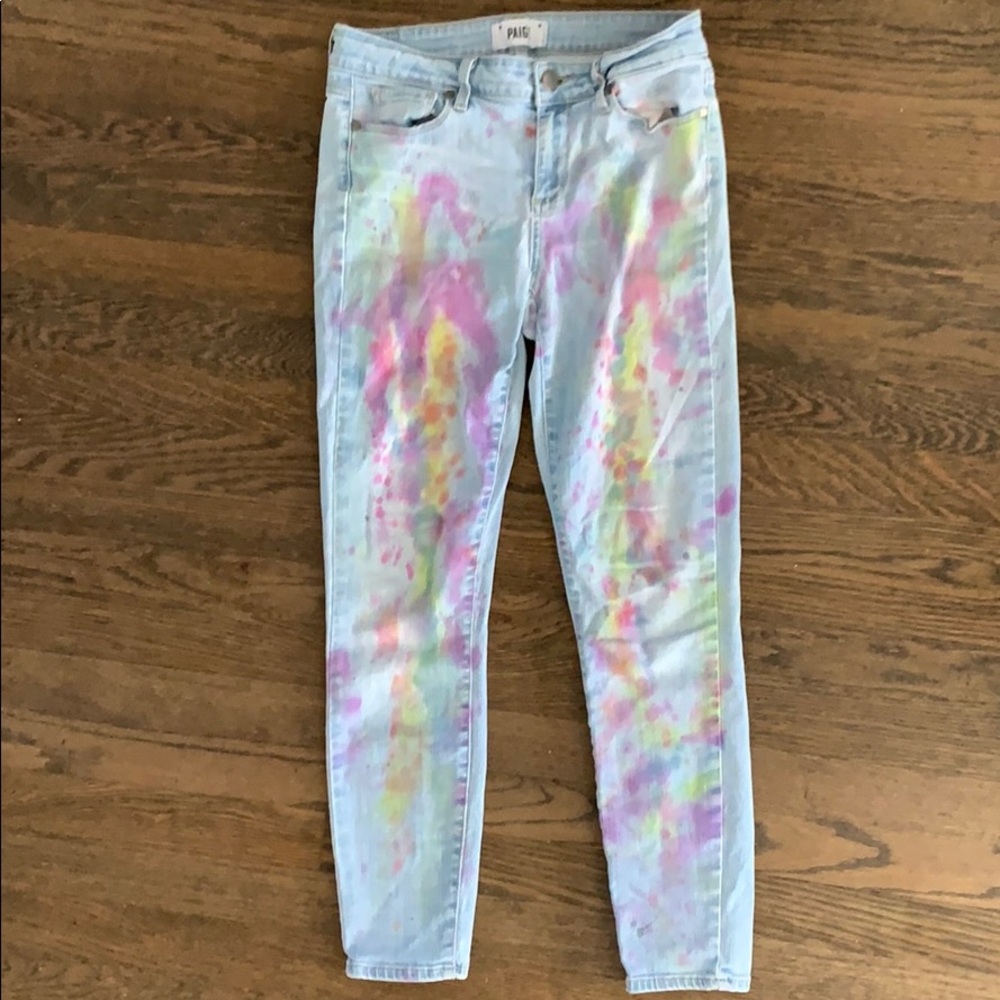 Paige light blue tie-dyed jeans